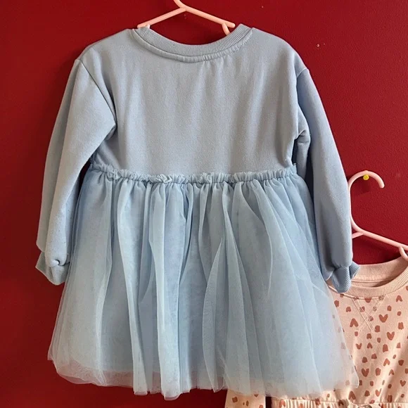 Cat & Jack Blue Dress with Textured Pink Heart valentines size 3t - Picture 5 of 6